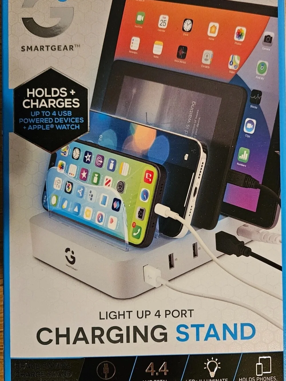 Smart gear Multi-Device Charging Station - White with Clear Dividers New no box